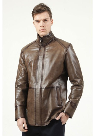 Dericlub E-992 Gerçek Deri Erkek Kaban-Vizon