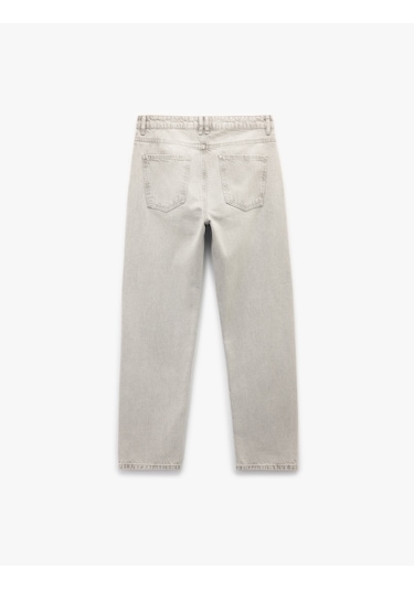 Koton Pamuklu Normal Bel Vintage Straight Fit Jean Pantolon Gri 6wam40060nd Gri