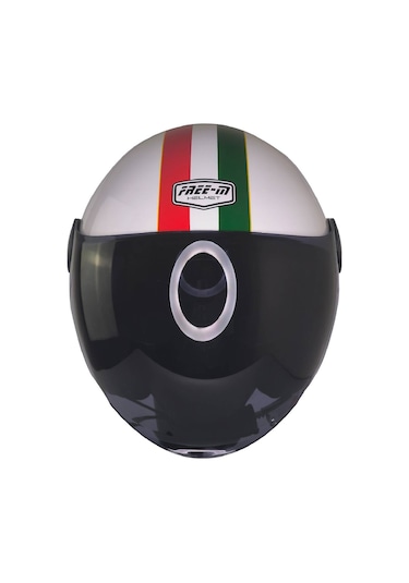 Motoanl Free-M Güneş Vizörlü Ece 22.06 Yarım Açık Motor Kaskı Beyaz - Kırmızı - Yeşil