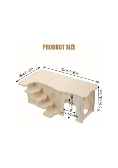 Elmpaly 1 Adet Hamster İçin Ahşap 2 Katlı Salıncak Yatak Villa Oyuncak Aksesuarı