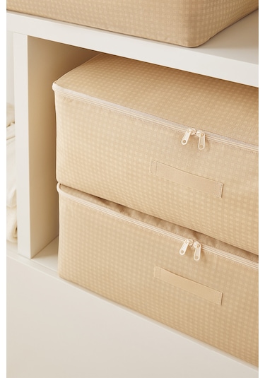 Home Wave 4'lü Büyük Boy Bej Pötikare Baza Altı Hurç Set 62 x 46 x 22 cm