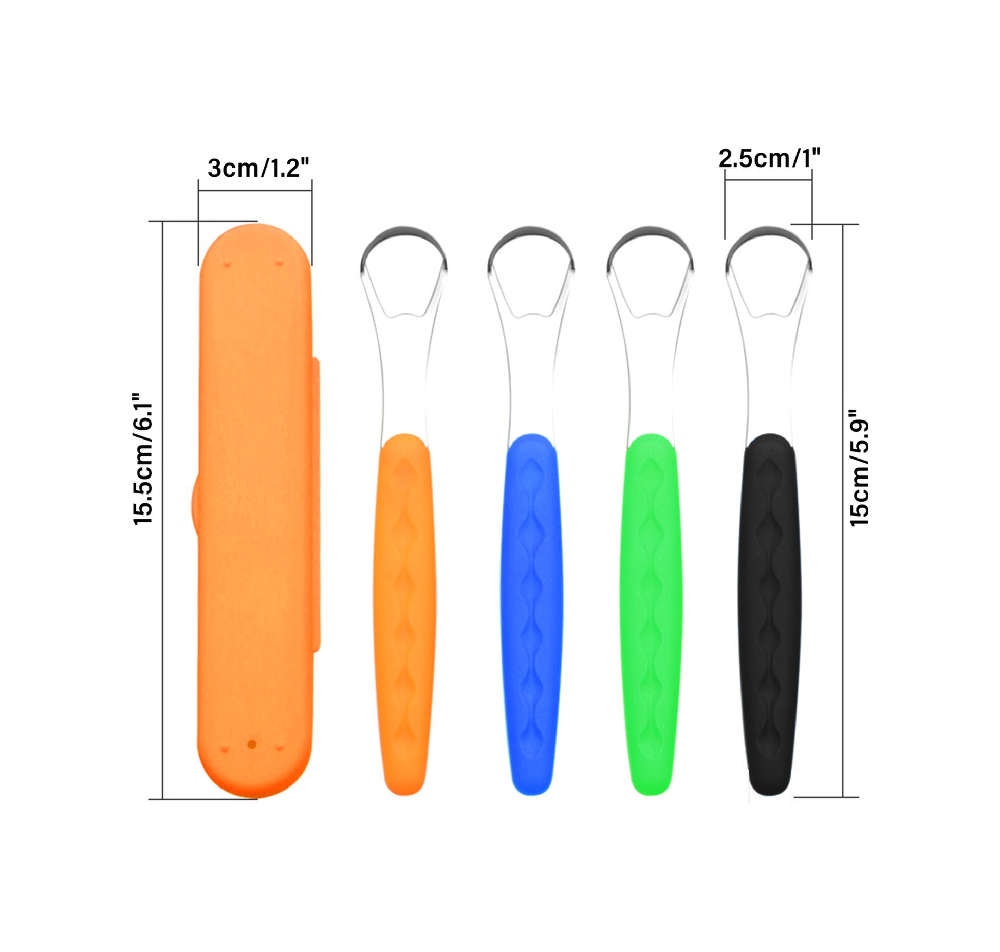 Yunboo 430 Paslanmaz Çelik Dil Tarayıcı, Ağız Bakımı Aleti, Koku Giderici, İki Yönlü Kavisli, Taşınabilir Saklama Kutusu, Siyah Siyah