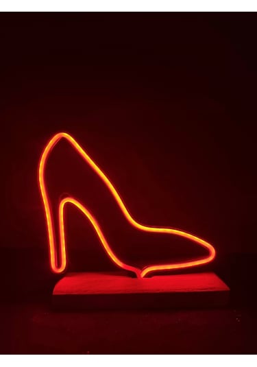 Topuklu Ayakkabı Figürlü Kırmızı Neon Gece Lambası Çok Renkli