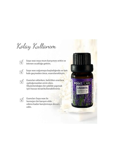 Point Care Lavanta Mum Esansı 10ml , Mum Koku Soya Wax Esansı