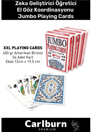 Premium Eğitici Zeka Geliştirici Öğretici Eğlence Parti 54'lü Amerikan Bristol Jumbo Playing Cards