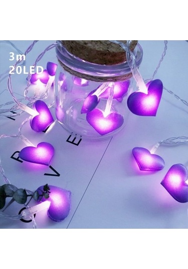 Cbtx 3 M/20 Işıklar Kalp Şeklinde Led Dize Işık Sevgililer Günü Kızın Yatak Odası İçin Noel Partisi Dekorasyonu - Mor/yanıp Sönüyor Mor