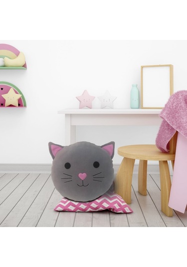 Kedi Yastık Gri 33 Cm Silikon Elyaf