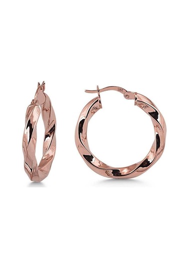 Burgu Gümüş Küpe Halka  Rose