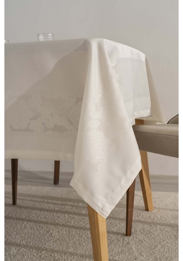 Jumbo Jakar Krem Sıvı İtici Leke Tutmaz Masa Örtüsü 160x220 Cm Krem