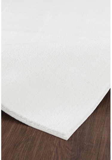 Tropikal Home Lüx Post Peluş Kesme Halı Yolluk Kaymaz Taban Yıkanabilir Pofuduk Beyaz Beyaz