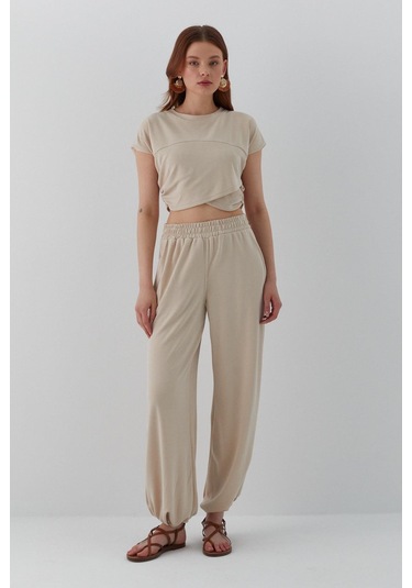 Asimetrik Kesim Croplu Takım Taş Taş