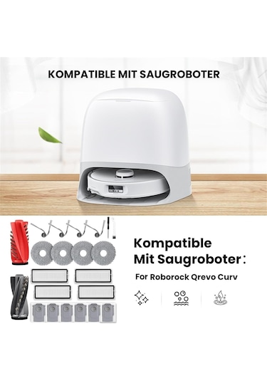 Sointeresting Roborock Qrevo Curv Robot Süpürge Yedek Parçaları Ana Yan Fırça Hepa Filtre Paspas Bezi Toz Torbaları