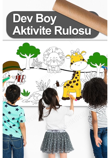 Melolisa Safari Temalı Boyama Kağıdı 2.5 Metre Rulo - Bebek Ve Çocuk Için Eğitici Aktivite Kağıdı