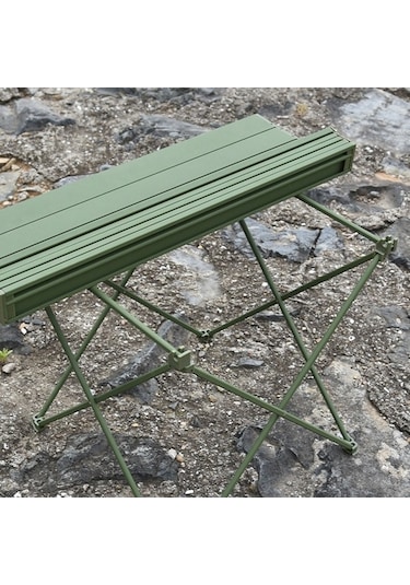 Wondernest S Masası Katlanır Masa - Halı Üzerinde Kullanım İçin Pratik, Bej Renkli, Alüminyum Alaşımlı Barbekü Masa 39.5x34x32.5 Cm - Wu Bej