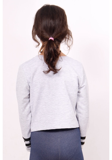 Toontoy Kız Çocuk Yıldızlı Dream Baskılı Sweatshirt Gri Melanj