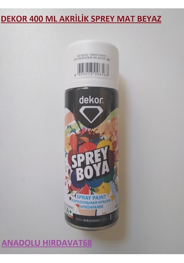 Dekor 400 ML Akrilik Sprey Boya Mat Beyaz Renk