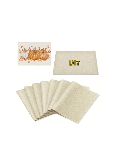 Willowhaven 8'li 12x18 İnç Sublimasyon Masa Örtüsü Yıkanabilir Linen Sofa Bej