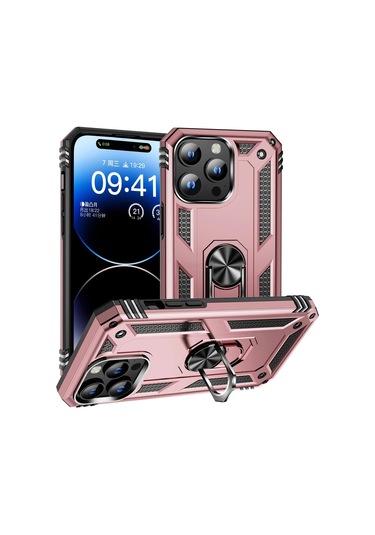 Snapbuy İphone Uyumlu 15 14 13 12 11 Pro Xr Xs Max X 7 8 6 Se İçin Manyetik Metal Halka Parmak Tutucu Kılıf Altın Pc + Tpu