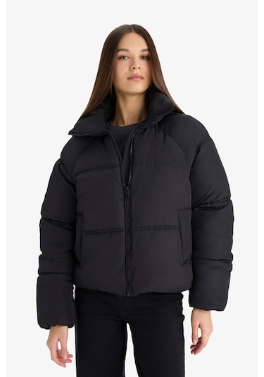 Defacto Su Geçirmez Regular Fit Dik Yaka Fermuarlı Şişme Mont E8690ax25aubk27 Siyah