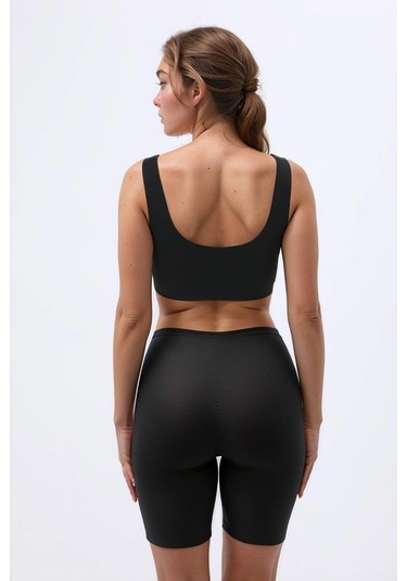 Siyah Dikişsiz Lazer Kesim Sütyen Pedli Kadın Hayalet Sütyen Dalga Detaylı Siyah