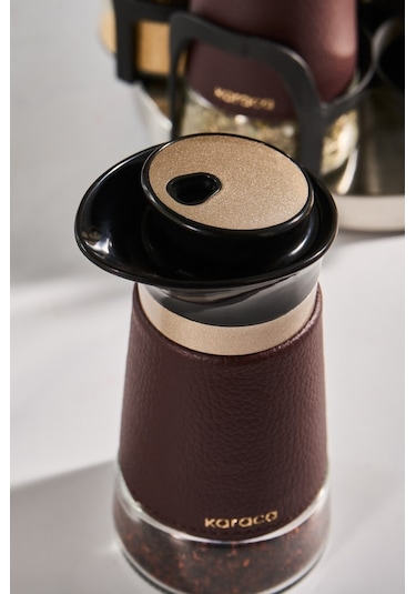 Karaca New Latin 7 Parça Standlı Yuvarlak Baharat Seti 100 Ml Kahverengi