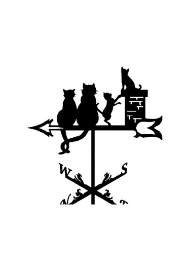Homyl Cat Metal Rüzgar Gülü Vintage Yönü Göstergesi Veranda