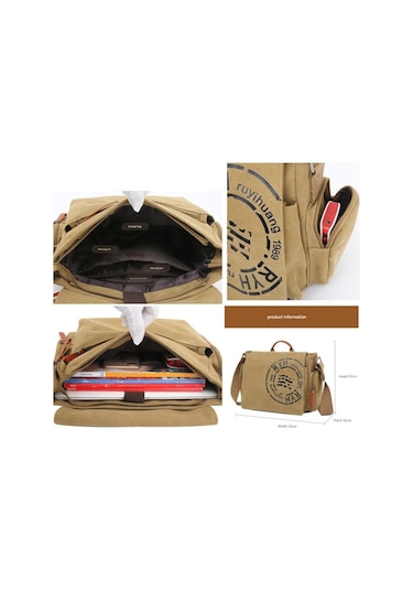 Çok Bölmeli Şık Kanvas Omuz Çantası Mh3323 Yeşil