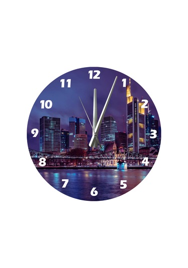 Ti-play Şehir Ve Köprü 30x30cm Akrilik Dekoratif Modern Duvar Saati ÇOk Renkli
