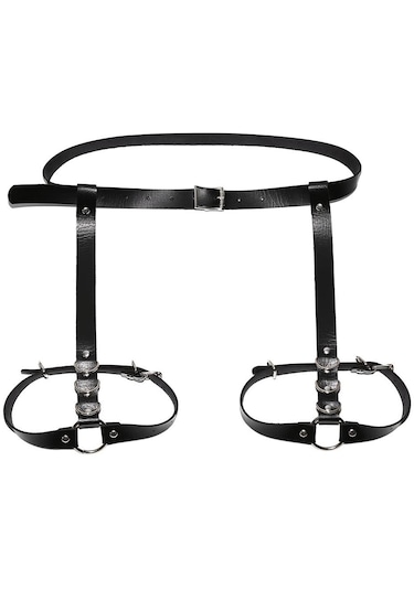 Suntek Bayan Pu Deri Vücut Demeti Kemer Ayarlanabilir Punk Bel Siyah