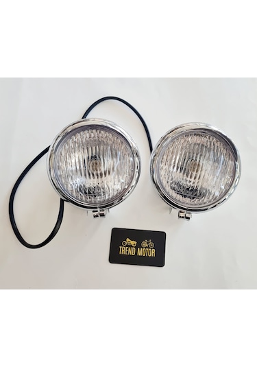 Sis Farı Takım Şapkalı Nikel - Motosiklet Chopper Mct