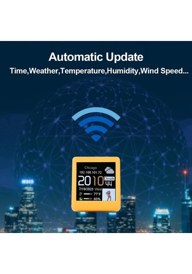 Motion003 6'lı Akıllı Wifi Hava Durumu İstasyonu Sarı Sıcaklık Nem Rüzgar Hızı İzleme Dijital Saat Ev Ofis Masaüstü Dekoru