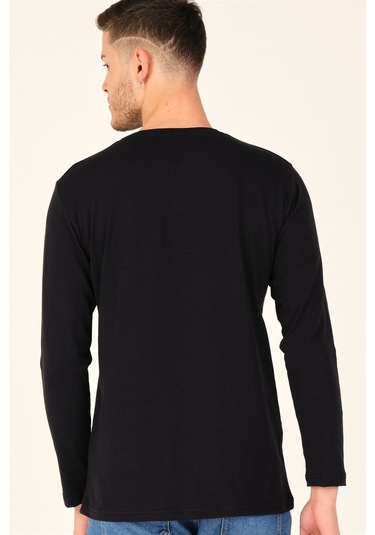 T8588 Dewberry Bisiklet Yaka Uzun Kol T-shırt-kömür Siyah Kömür Siyah