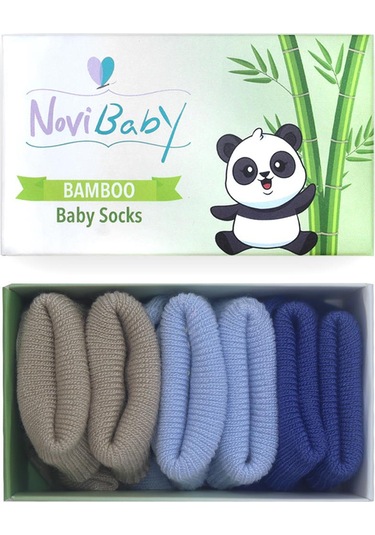 Novibaby 3'lü Bambu Yenidoğan Bebek Çorabı I Coastal Sea I 0-6 ay "Karışık Renkli"