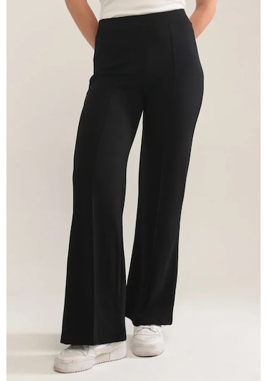 Ahves Çımalı İspanyol Paça Pantolon 1590 - Siyah Siyah