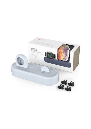 Cbtx Pt56-s İphone 12/13/14/ iOS Uyumlu Watch Stand Tutacağı 2'si 1 Arada Şarj Ünitesi ve Kablo Adaptörü Bebek Mavisi