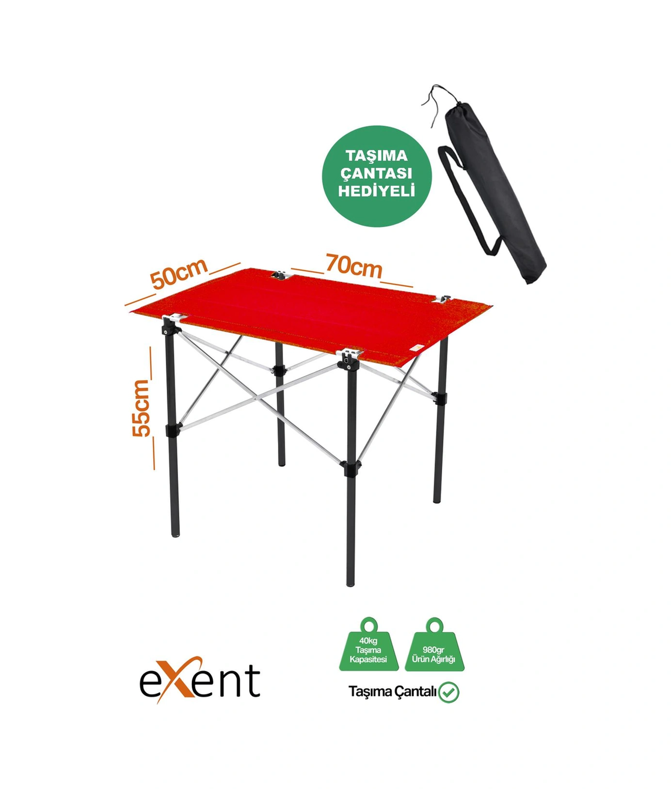 2 Adet 120 Kg Kapasiteli Katlanır Kamp Sandalyesi Ve 50x70 Kamp Masası Seti-2-as-5070-k Çok Renkli