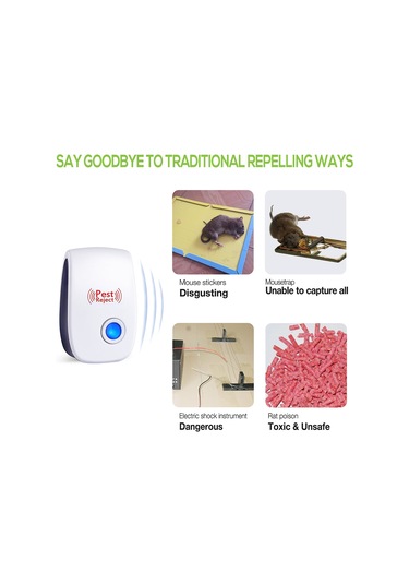 Youtek Ev İçin Ultrasonik Sıçan, Mus, Ateşböceği Kovucu - Beyaz Avrupa Standartı - Kullanıma Kolay, İnsan Ve Evcil Hayvanlar İçin Güvenli