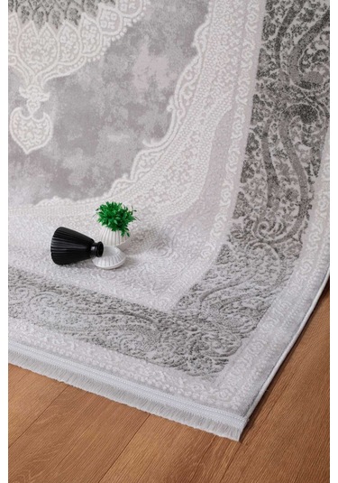 Voyage %100 Akrilik Yumuşak Dokulu Halı Kilim Salon Mutfak Koridor Yolluk Dokuma Makine Halısı Ac-408 Gri