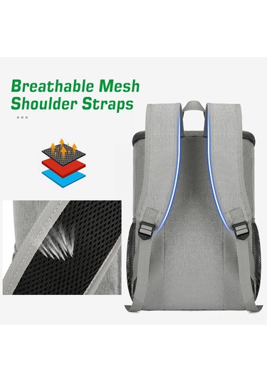 Yaozixa Gri Çift Askılı Isıtıcı Çanta, Büyük Kapasiteli Piknik Çantası, Leakproof Outdoor Kamp Çantası Yarım Fiyatlı Kargo Gri