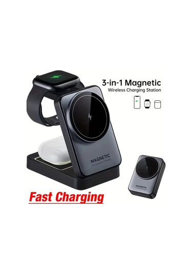 Topshop1 Beyaz Kablosuz Manyetik Hızlı Şarj Standı Led Gece Lambası İphone Uyumlu 16 15 14 13 12 Pro Max  Watch İwatch 10 9 8 7 6 5 Se 4 Ultra İçin