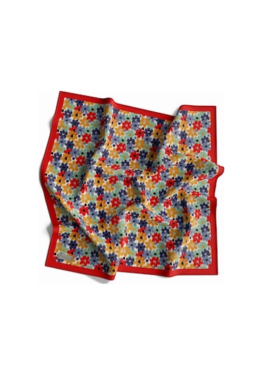 90 X 90 Dijital Bambu Kraş Eşarp -03566 - 90 X 90 / Kırmızı Kırmızı