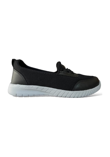 Akıllı Bağcıklı Çocuk Babet Ayakkabı Siyah - Gri-siyah Siyah