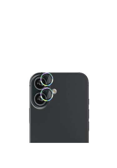 Apple Uyumlu iPhone 16/16 Plus Kamera Lens Koruyucu Halka Set-al8114 Gökkuşağı