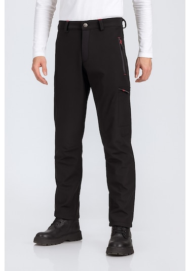 Erkek Suya Ve Rüzgara Dayanıklı Softshell Outdoor Pantolon Siyah