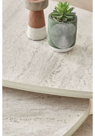 Kagu Mdf Alvin Zigon - Orta Sehpa 3'lü Ekru