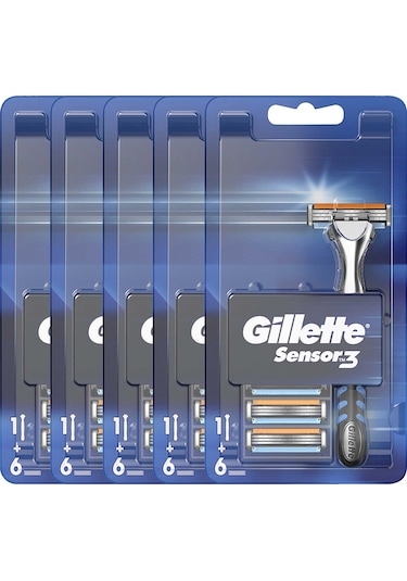 Gillette Sensor3 Tıraş Makinesi + Yedek Tıraş Bıçağı 5 x 6'lı