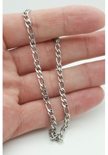 Paslanmaz Çelik 4mm Figaro Spor Model Erkek Zincir Bileklik Eck55b