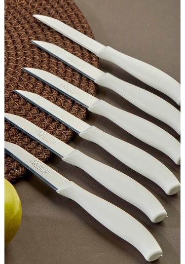 Cooker 6 Lı Lüx Paslanmaz Çelik Sebze Ve Meyve Bıçağı Beyaz