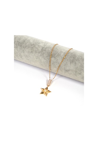 Çelik Kolye Parlayan Yıldız Model K-103 Altın