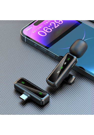Akıllı Telefonlar İçin H63 2.4g Kablosuz Yaka Mikrofonu Canlı Akış Gürültü Azaltma Mikrofonu, 1 Verici + 1 Alıcı - C Tipi Konnektör
